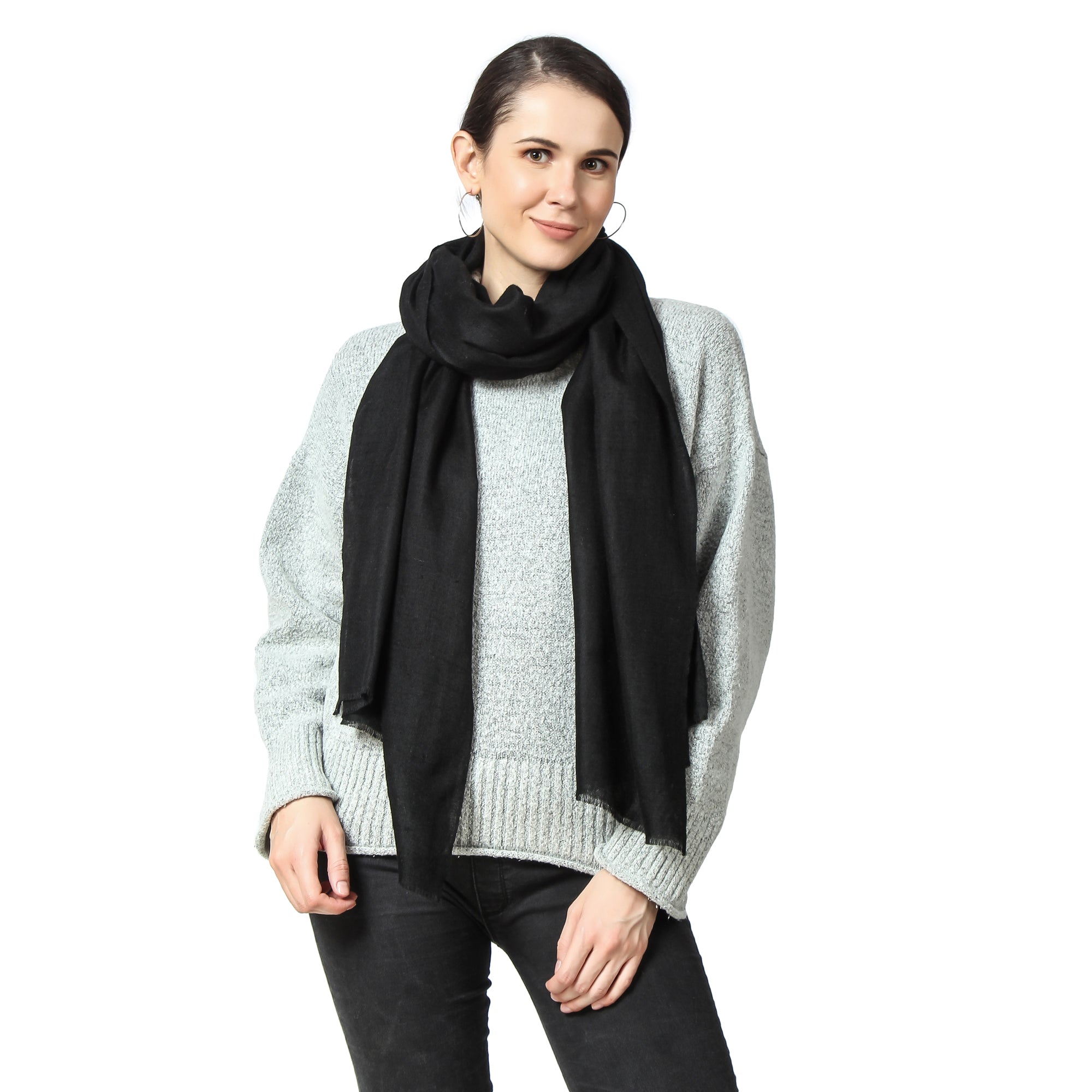 Black cashmere scarves women's best sale