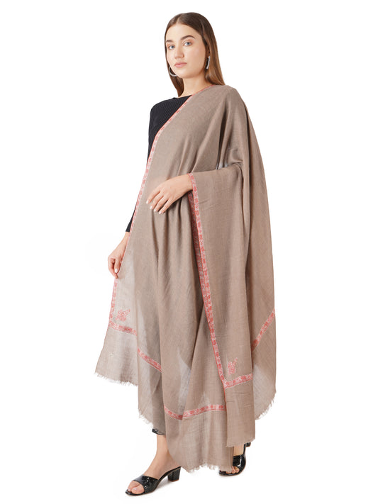 Pashmina Shawl Handwoven & Hand-embroidered - Pure Kashmiri Pashmina (Natural Toosh)