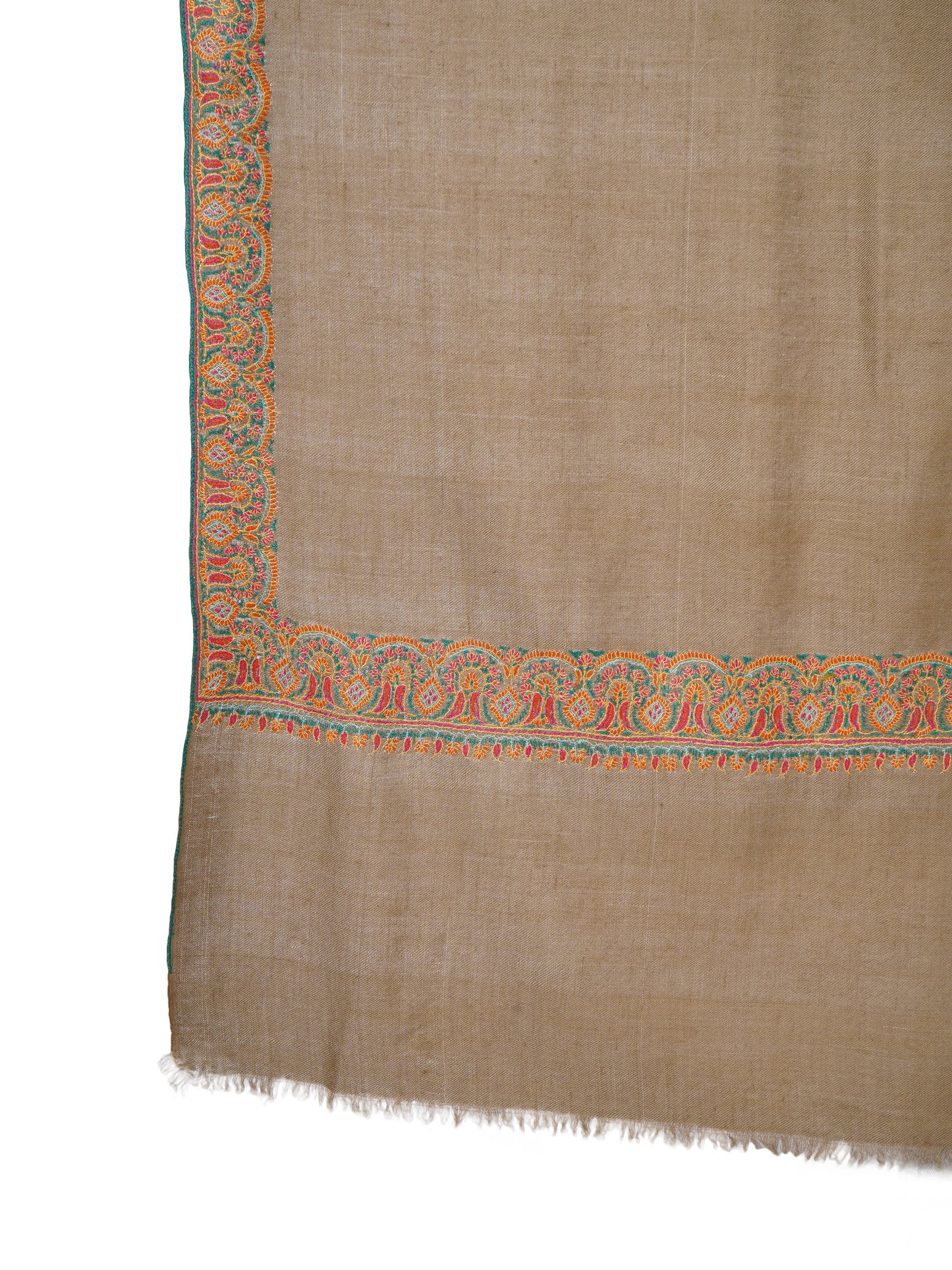 Exquisite Kashmiri Pashmina Shawl with Handcrafted Embroidery - Toosh Color