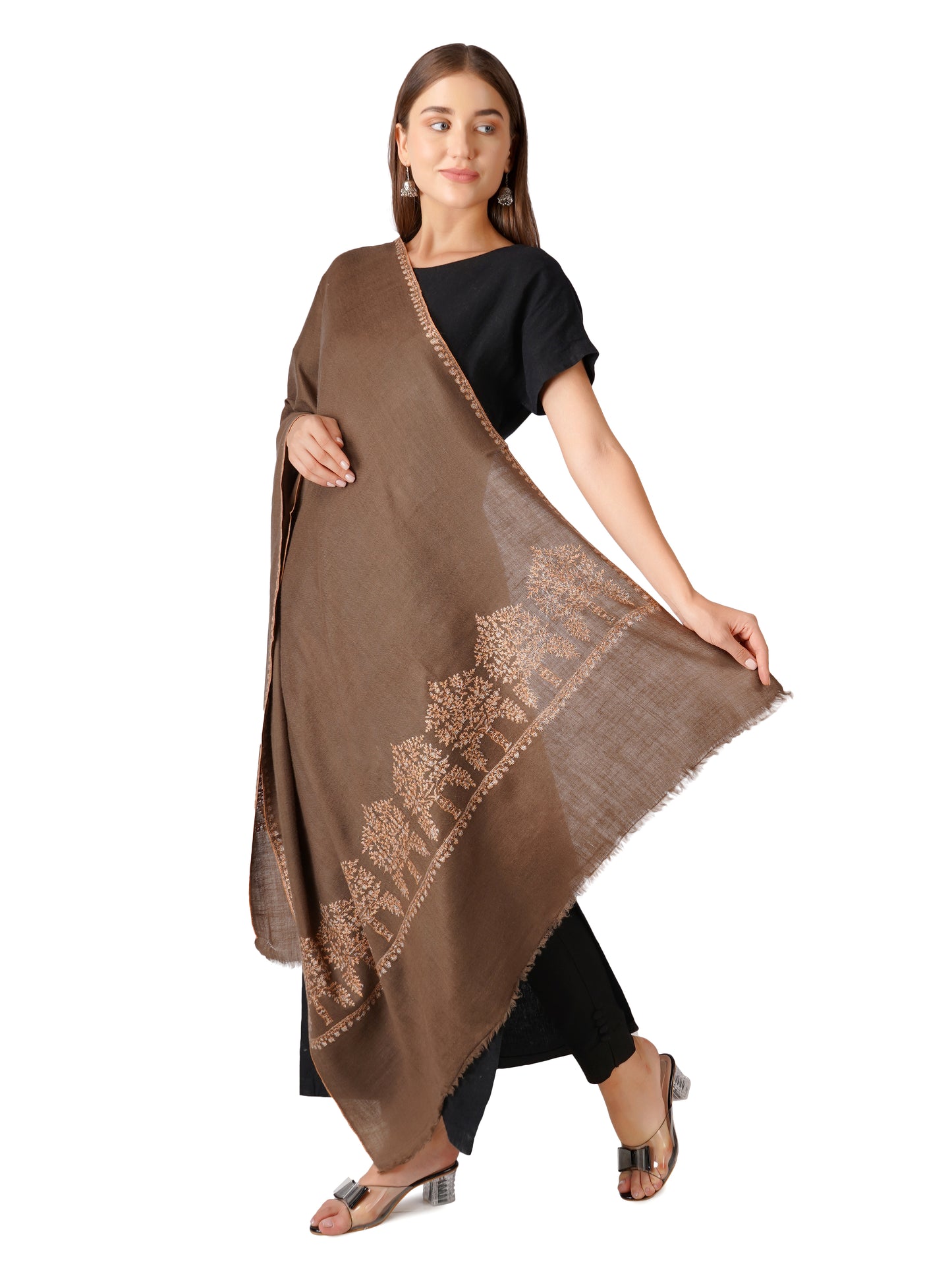 Traditional Pashmina Shawl – Classic Beauty - Brown