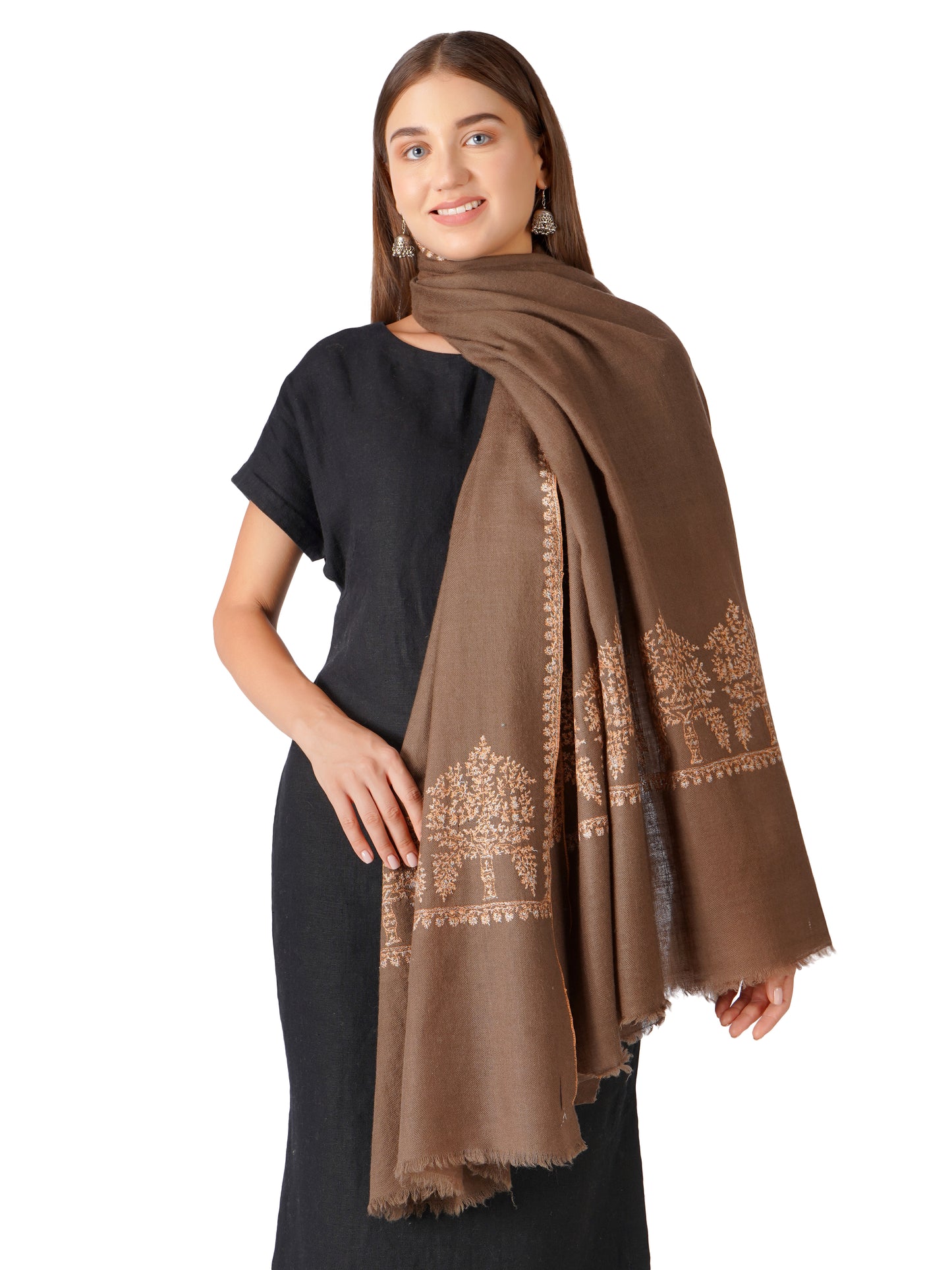 Traditional Pashmina Shawl – Classic Beauty - Brown