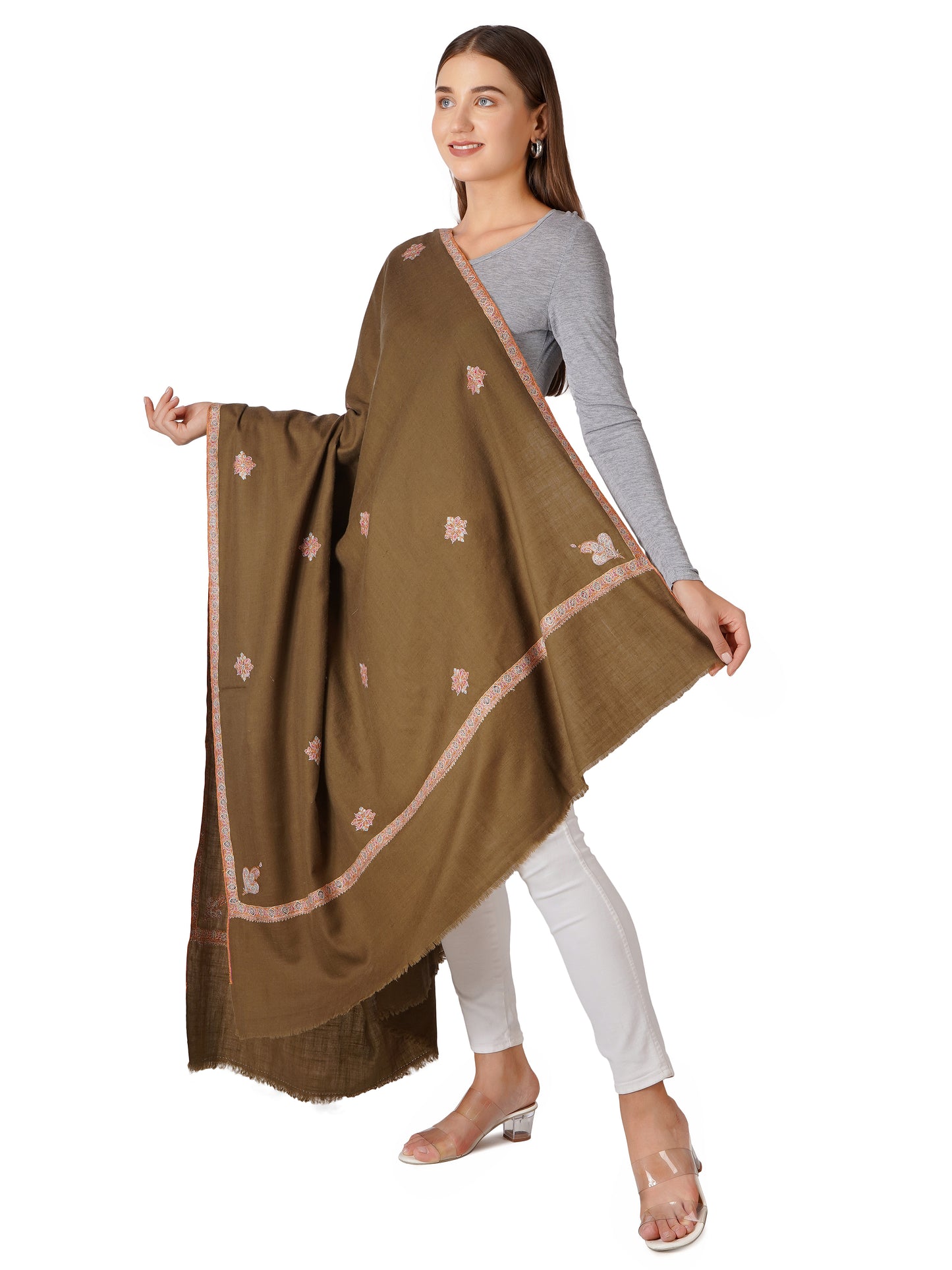 Beautifully Crafted Pashmina Shawl – Premium Quality - Brown