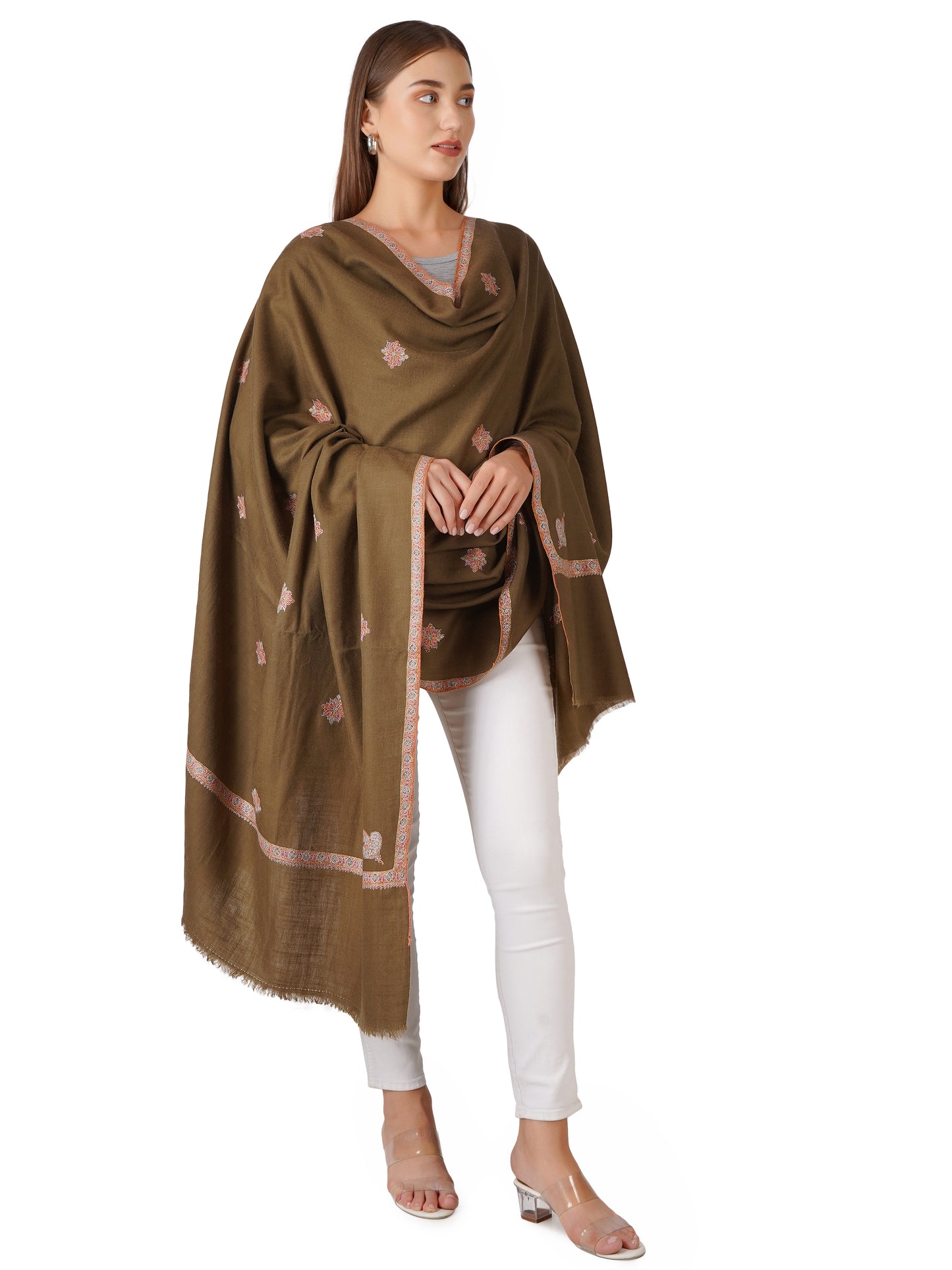 Beautifully Crafted Pashmina Shawl – Premium Quality - Brown