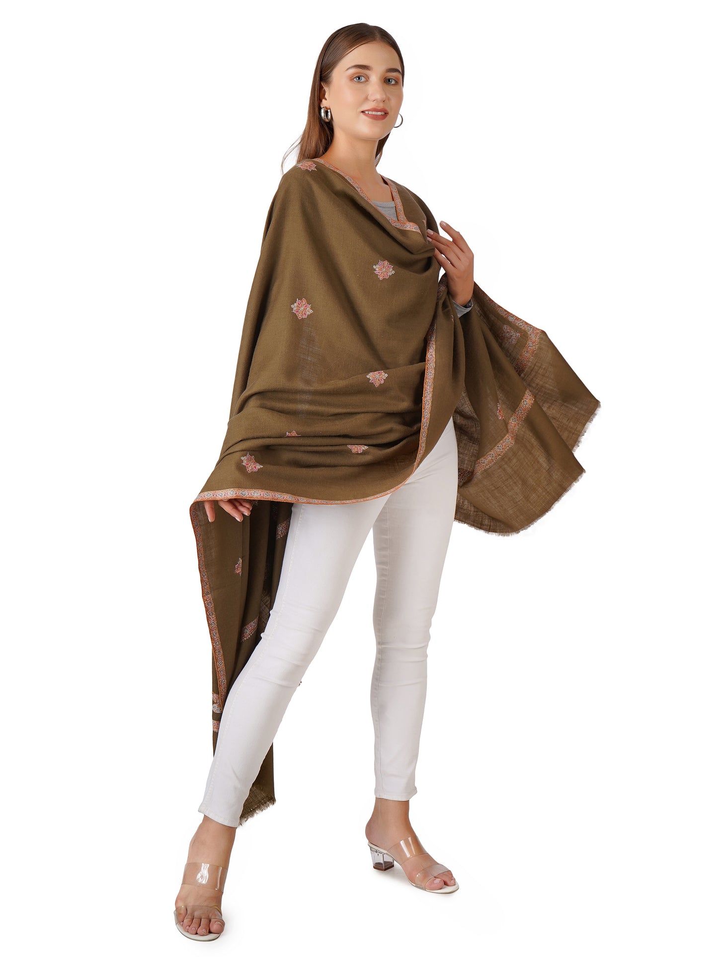 Beautifully Crafted Pashmina Shawl – Premium Quality - Brown