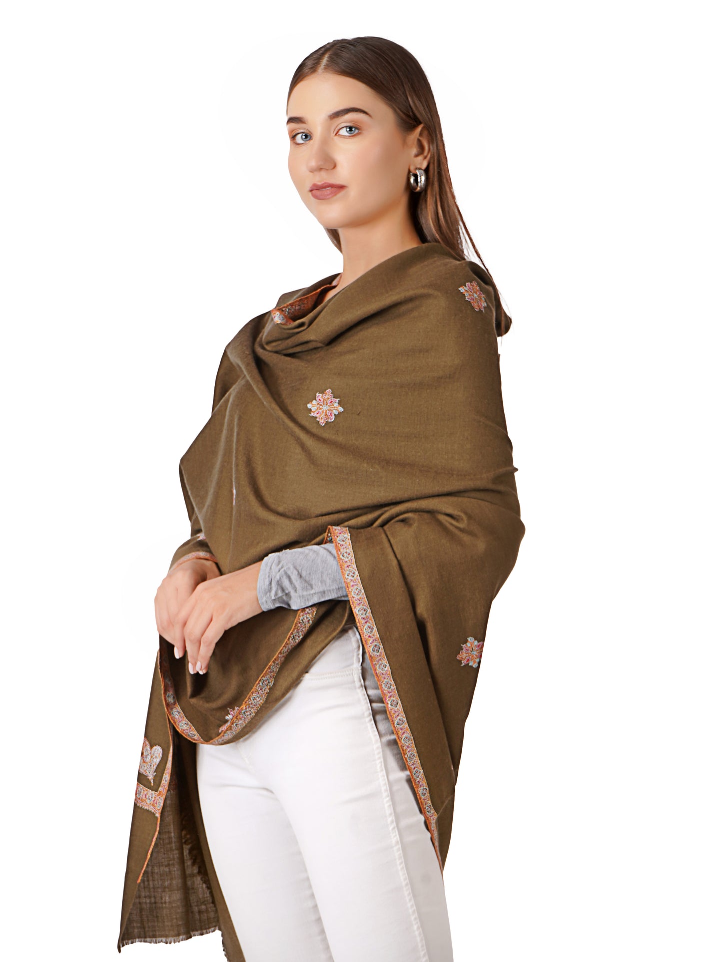 Beautifully Crafted Pashmina Shawl – Premium Quality - Brown