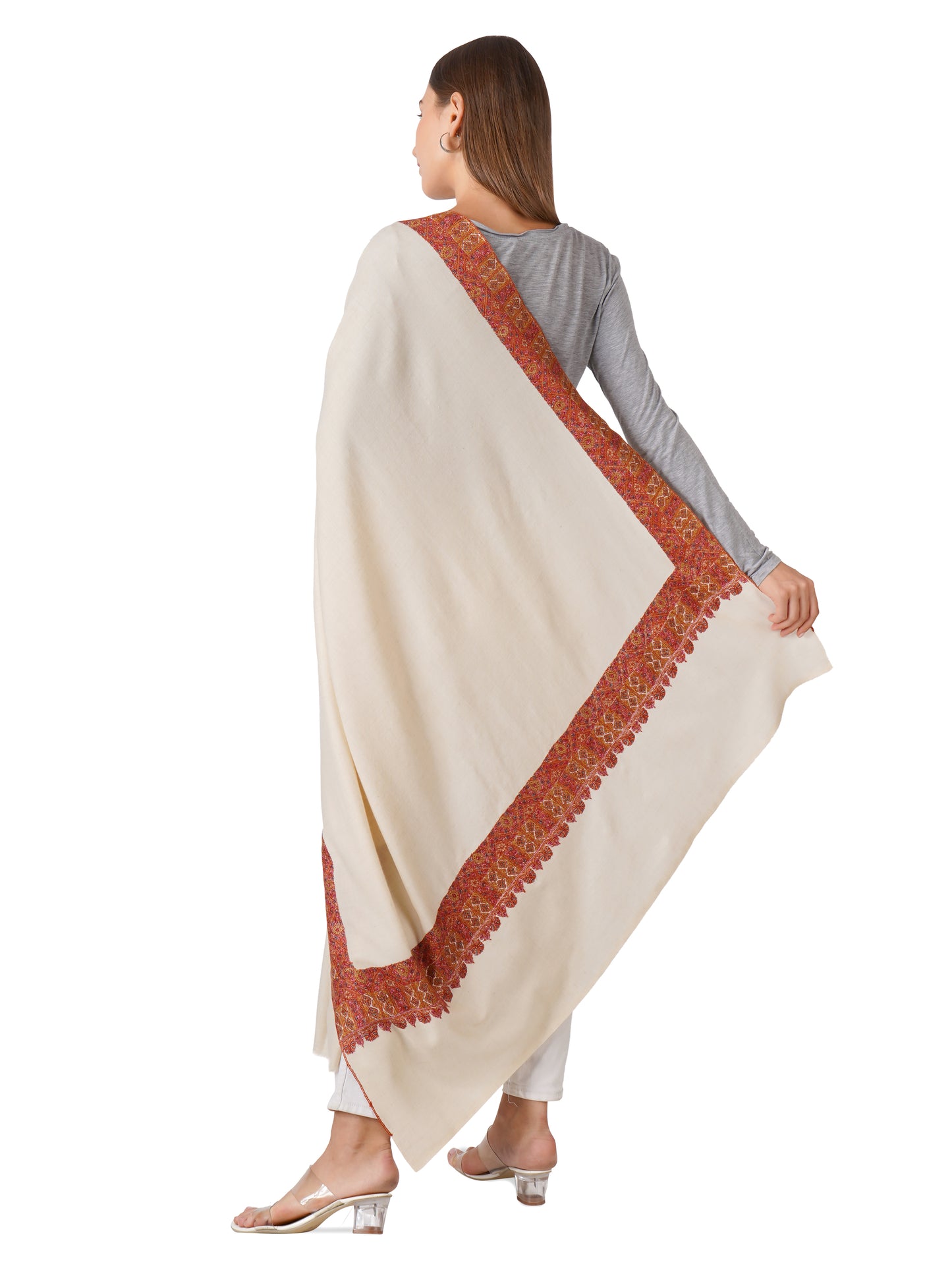 Kashmiri Pashmina Shawl Elegant - Pure Luxury in Every Wrap - Off White