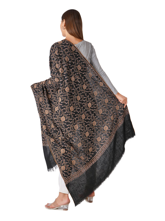 Beautiful Black Pashmina Shawl with Intricate Embroidery