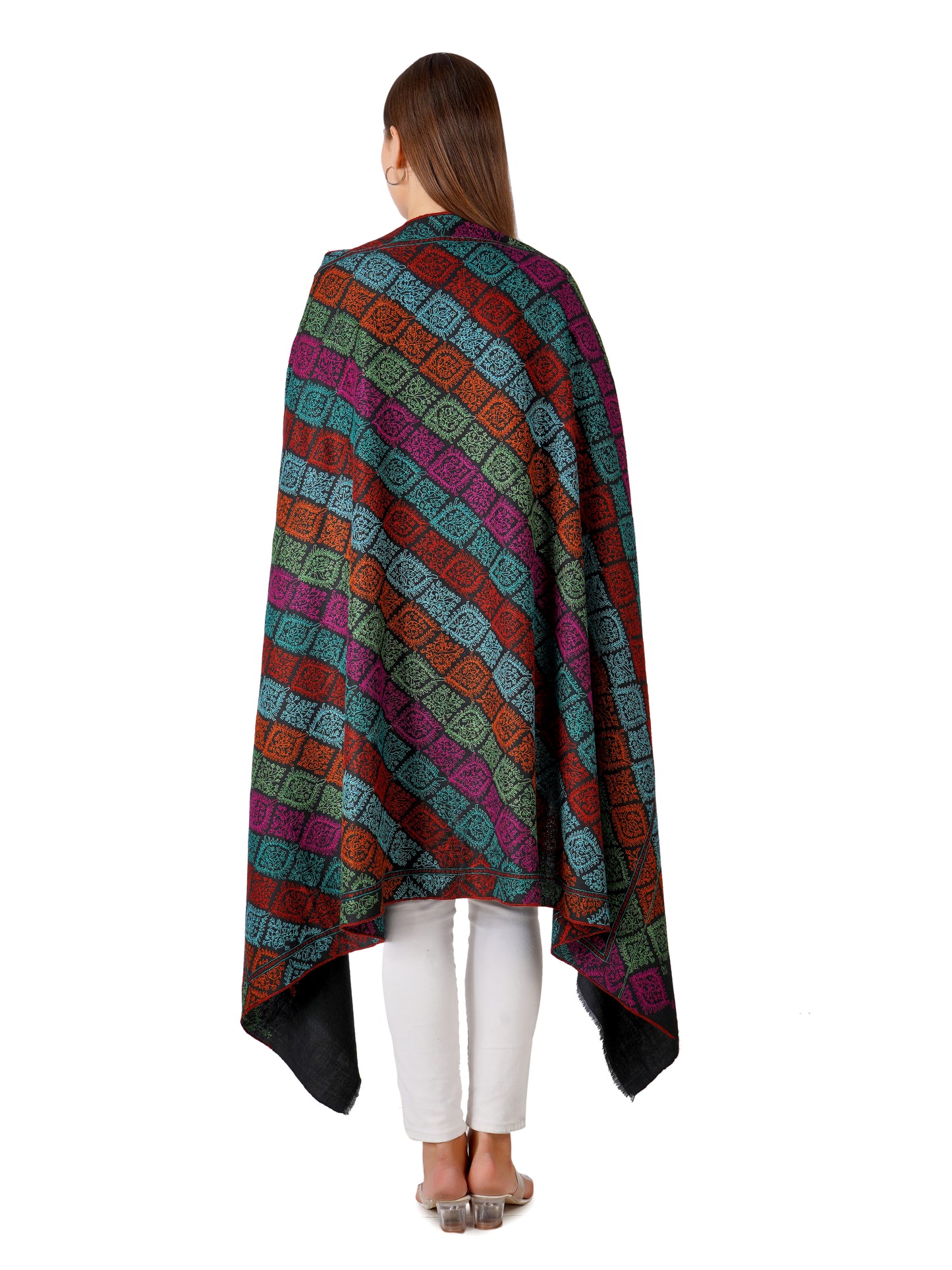 Luxurious Stripes Pashmina Shawl with Delicate Patterns