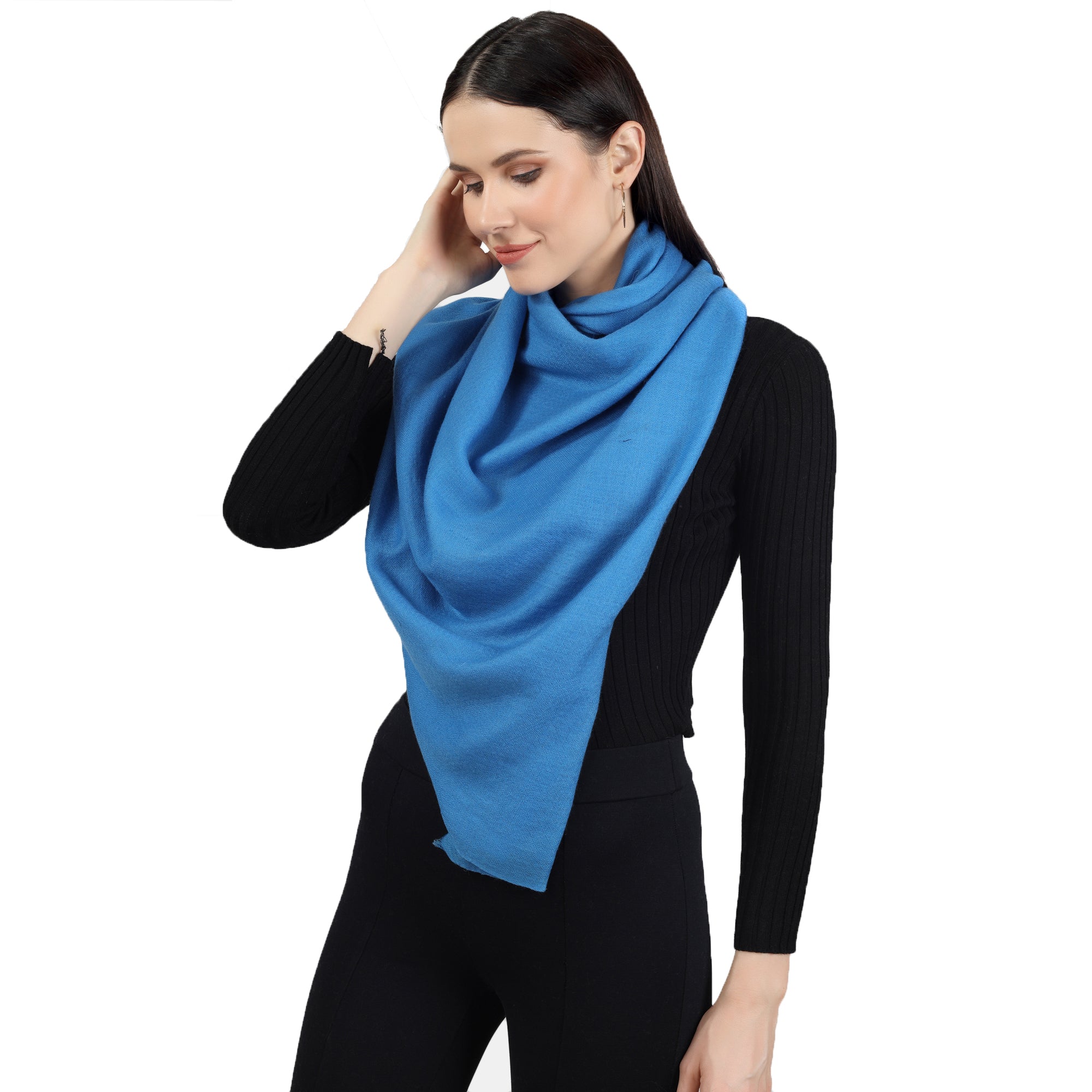 Cashmere Scarf Handwoven (Blue) – PASHWRAP